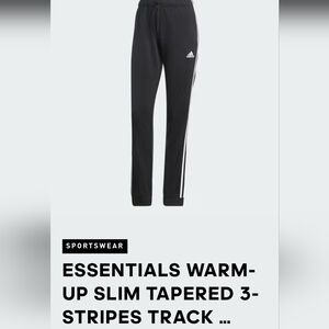 Adidas Black Slim Track Pants with White Accents